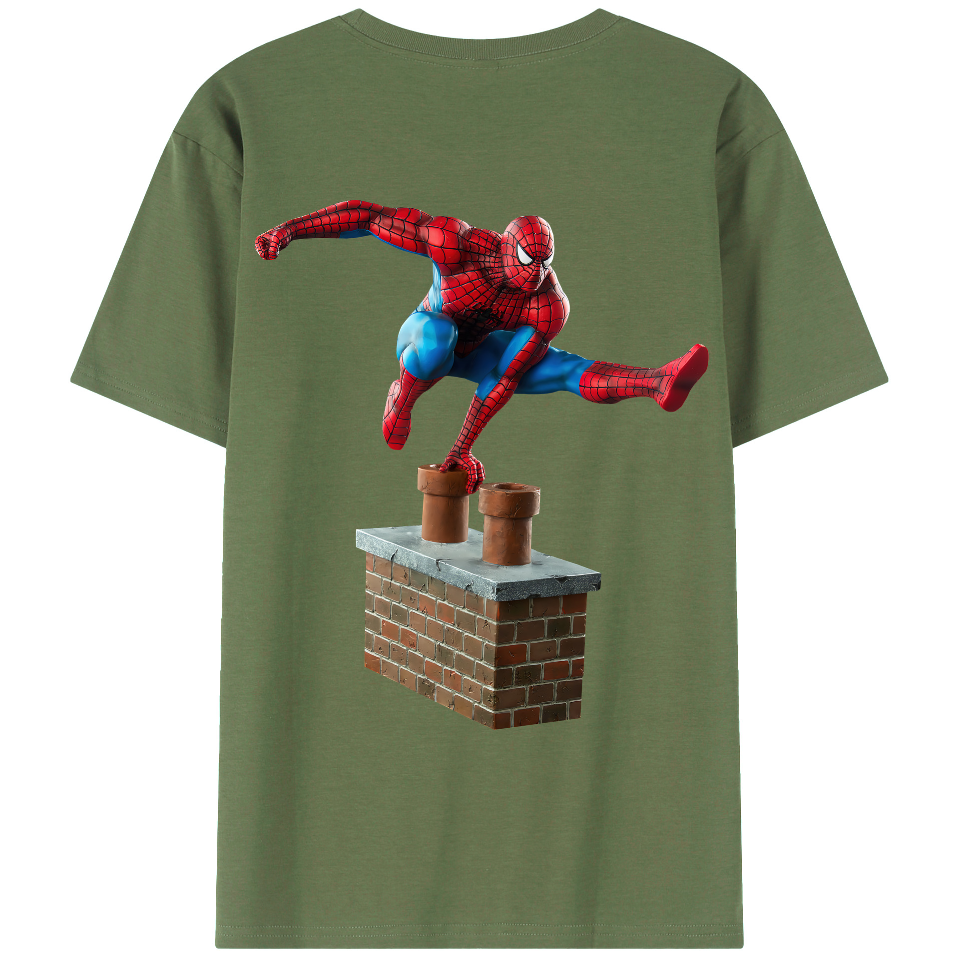（画像用） Spider Man スパイダーマン 綿100％ メンズ半袖Tシャツ（バックプリント） 通気性